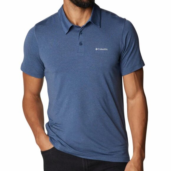 Columbia Men Blue Tech Trail Polo (Sun Protection) Size S (New) - Picture 1 of 9